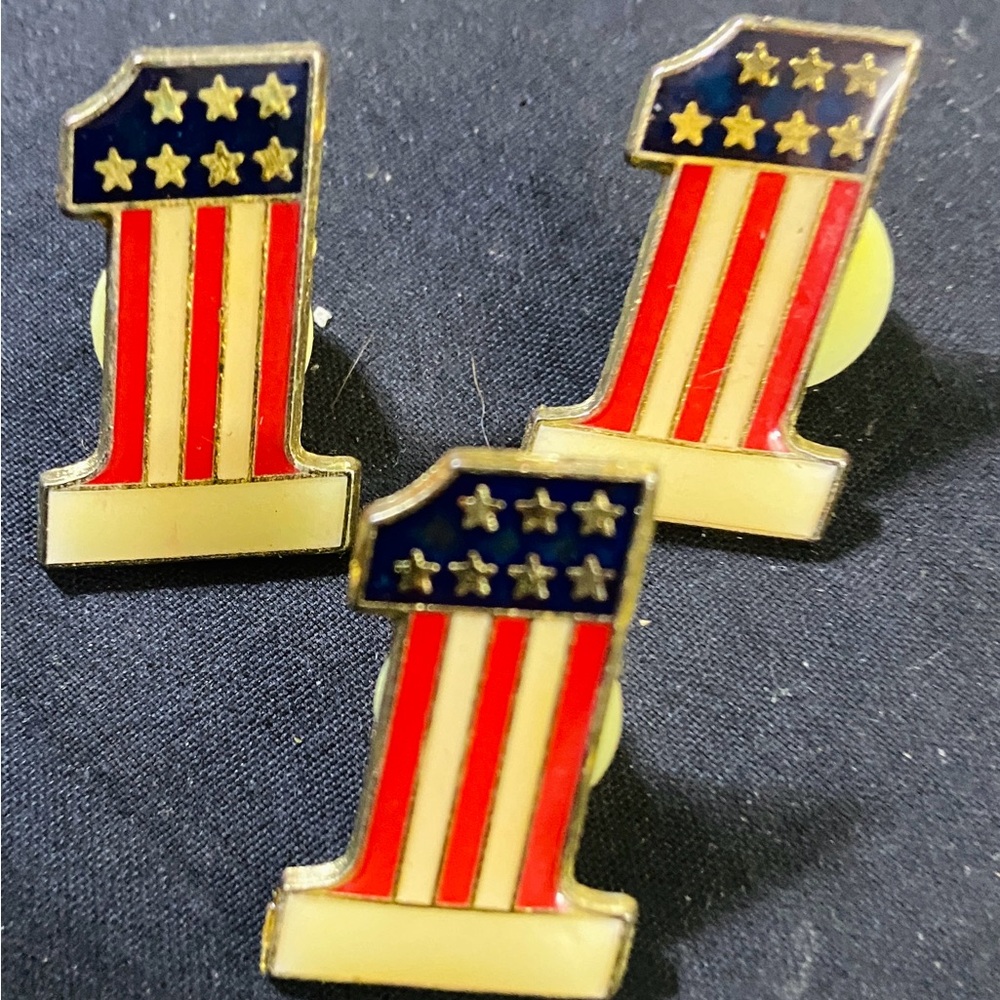 Vintage Harley Americana Style Red White And Blue #1 Lapel Pins Lot Of 3
